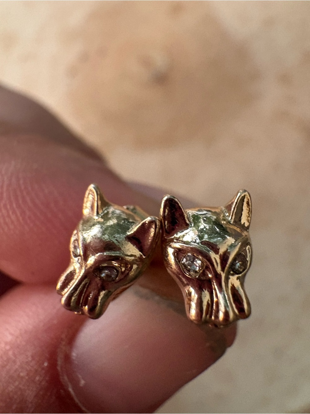 Gold panther stud earrings